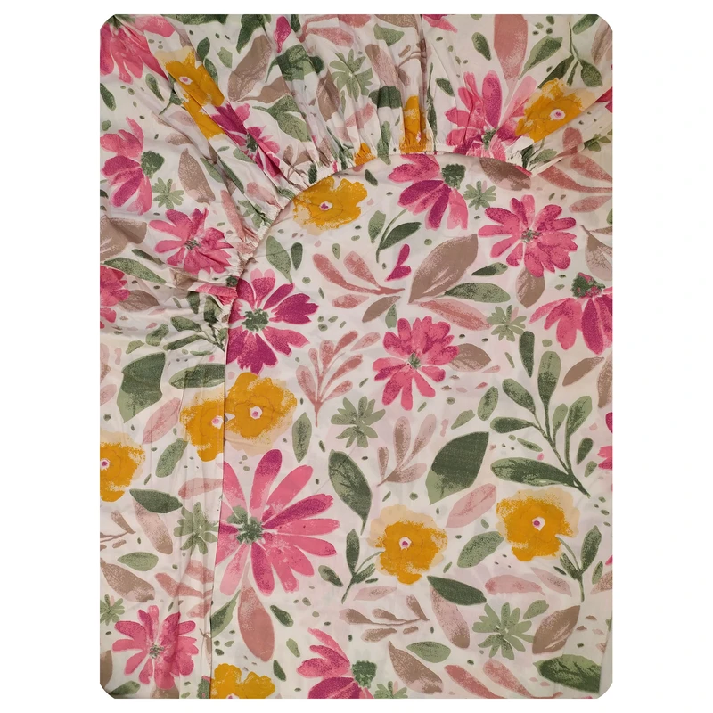 ملحفه کتان نخ پانیذ پود مدل روناک کد P120-1 دو نفره سایز 200x140 سانتی‌متر