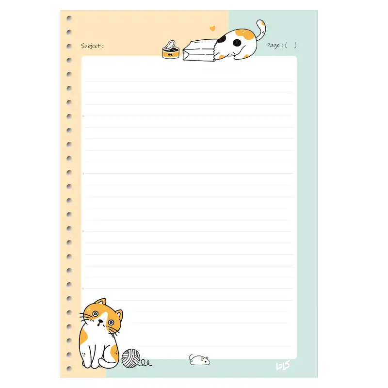 دفتر کلاسوری کاما طرح گربه مدل طرح دار