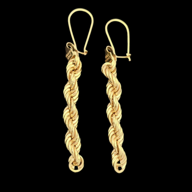 گوشواره آویز طلا کم اجرت  18 عیار زنانه گالری طلای پرنسس مدل طنابی 50