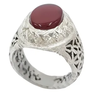 انگشتر نقره مردانه مدل عقیق یمنی کد VA4662