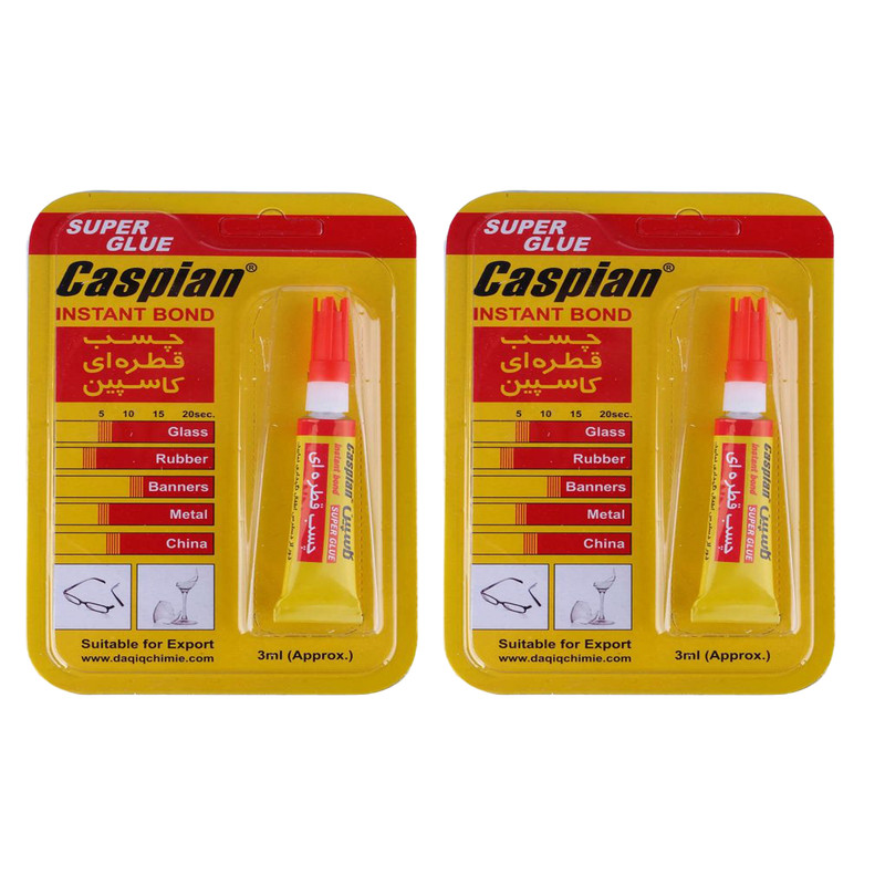 چسب قطره ای کاسپین مدل super glue حجم 3 گرم بسته 2 عددی چسب قطره ای کاسپین مدل super glue حجم 3 گرم بسته 2 عددی