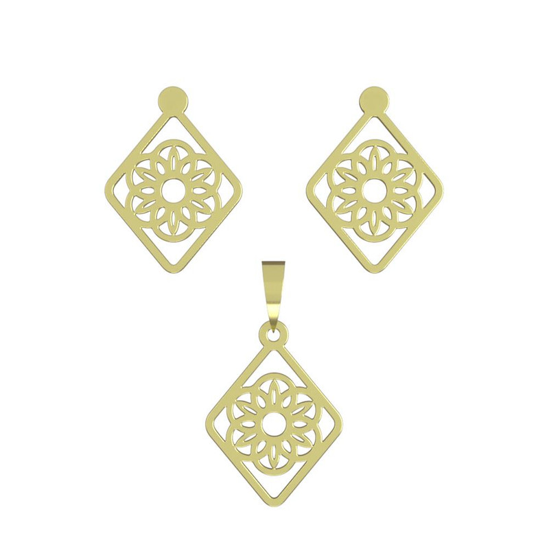 نیم ست طلا 18 عیار زنانه مدوپد مدل گل هندسی کد NA12066