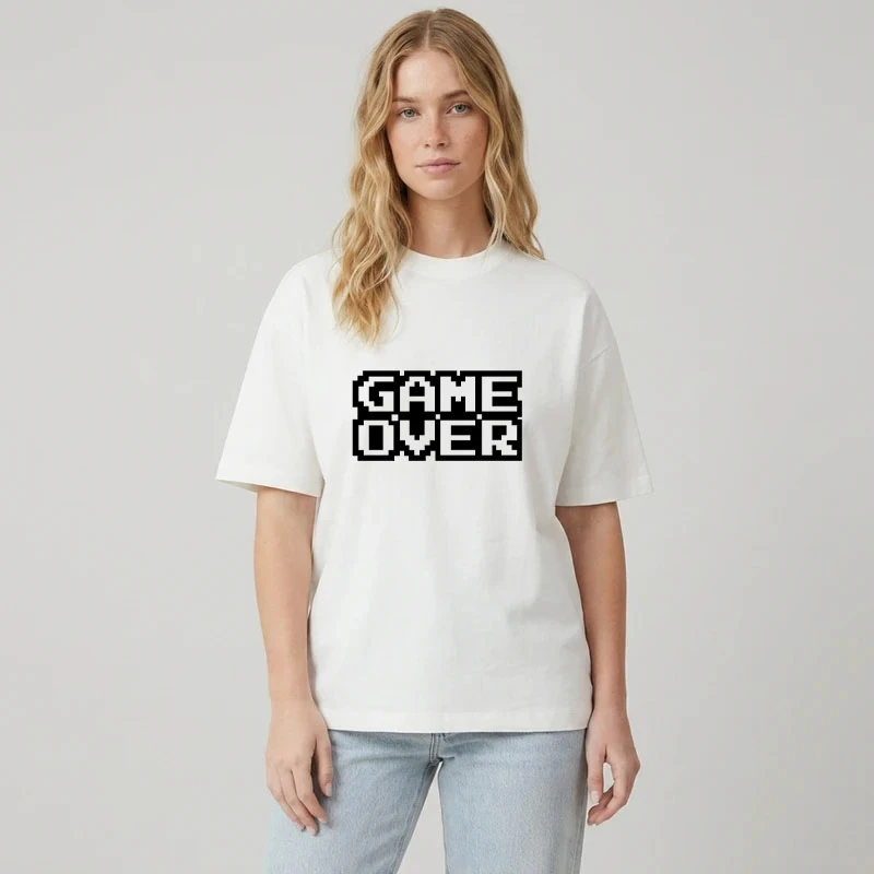 تی شرت آستین کوتاه زنانه پنبه طرح game over