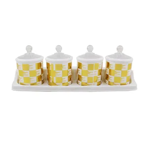 ست جای ادویه 4 پارچه طرح اسکوار کد 04