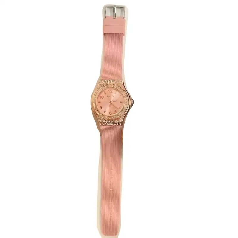 ساعت مچی عقربه ای زنانه بولون مدل کلاسیک قاب دور نگین بند پیو آنتی آلرژی کد 1