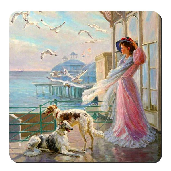 زیر لیوانی طرح بانو و دریا کد nzl722