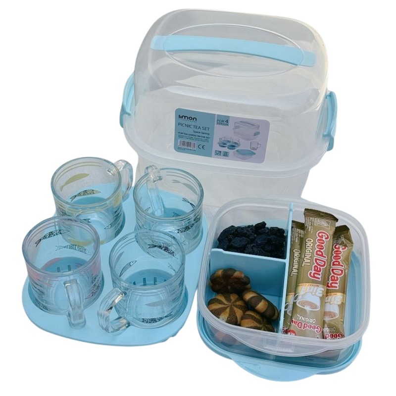 سبد پیک نیک 7 پارچه لیمون مدل چای خوری کد 2441