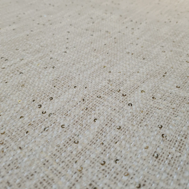 پارچه لباس عرض ۱.۵ متر مدل کنفی پولکی رنگ شیری