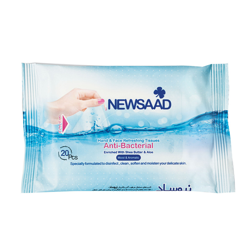 دستمال مرطوب نیوساد مدل +A بسته 20 عددی