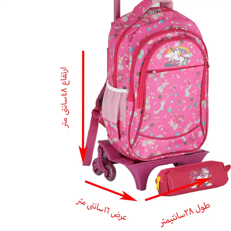 کوله پشتی چرخ دار مدل 69666 به همراه جامدادی