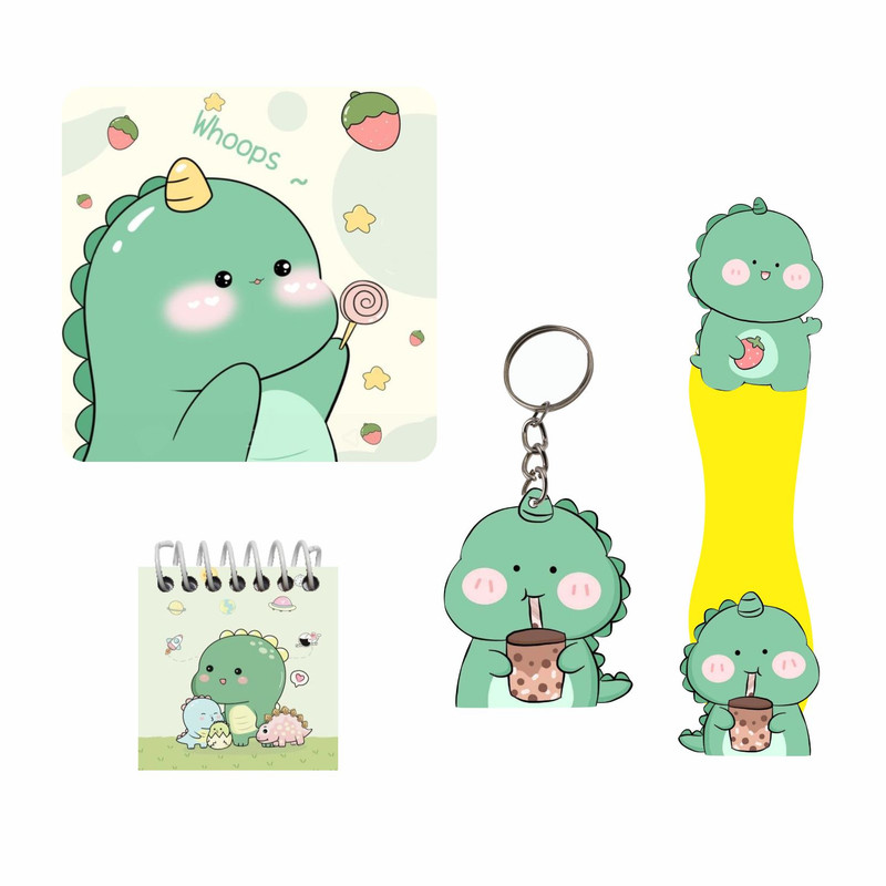 بسته لوازم تحریر مدل  4 تکه چوبی طرح دایناسور فانتزی کد 1 مجموعه 6 عددی