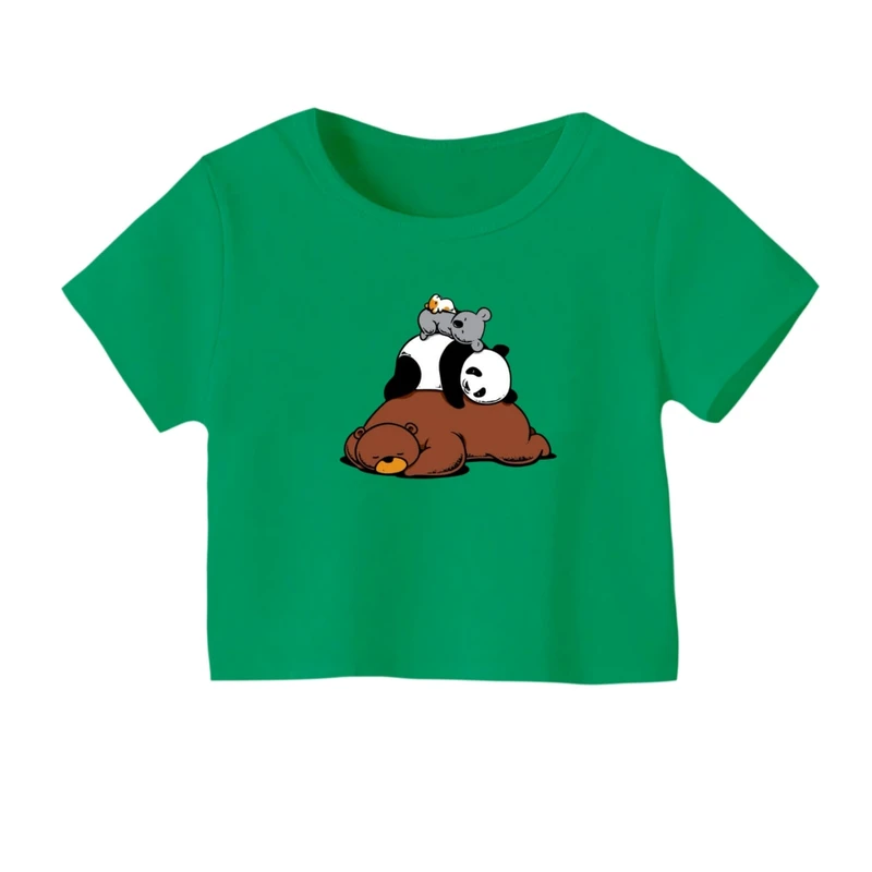 کراپ‌ تی‌شرت آستین کوتاه زنانه مدل تنبل ها