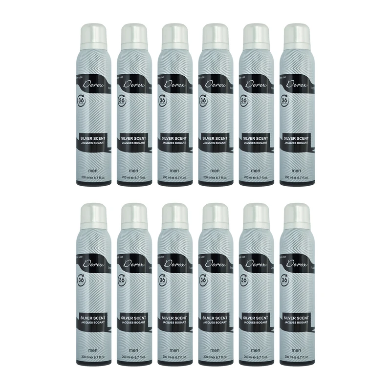 اسپری خوشبو کننده بدن مردانه دریکس مدل Silver Scent حجم 200 میلی لیتر مجموعه 12 عددی