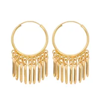 گوشواره حلقه ای طلا 18 عیار زنانه گالری رحمانی مدل پولکی آویزی کد 02