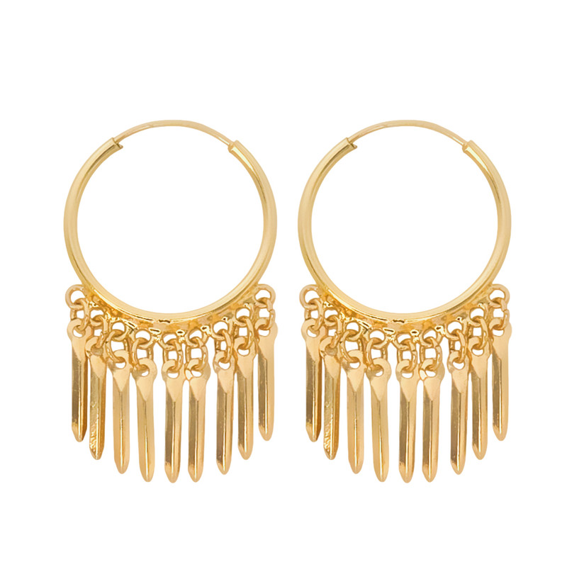 گوشواره حلقه ای طلا 18 عیار زنانه گالری رحمانی مدل پولکی آویزی کد 02