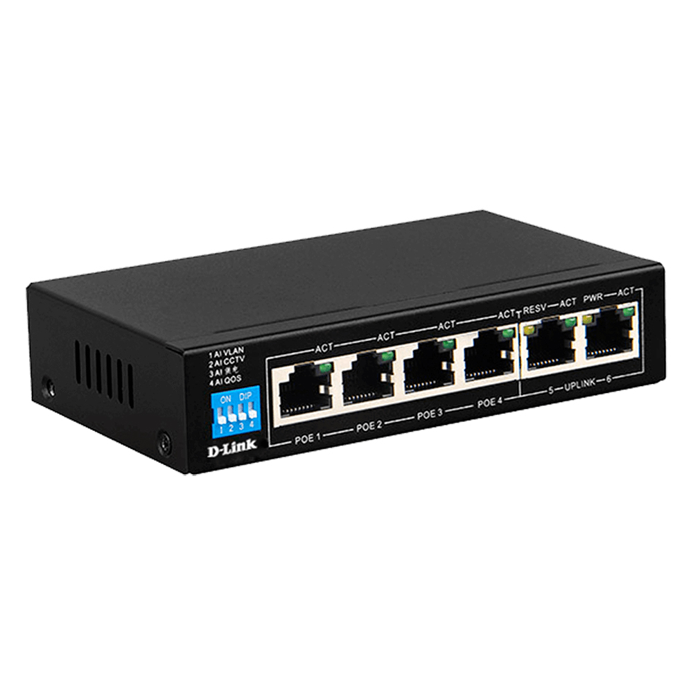 سوییچ 6 پورت POE دی-لینک مدل DES-F1006P-E