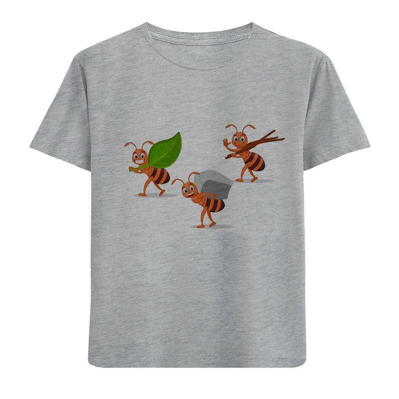 تی شرت آستین کوتاه دخترانه مدل مورچه ودوستان D155