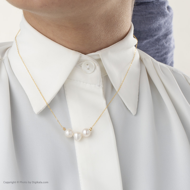 گردنبند طلا 18 عیار زنانه کاپانی مدل مروارید باروک کد KN065