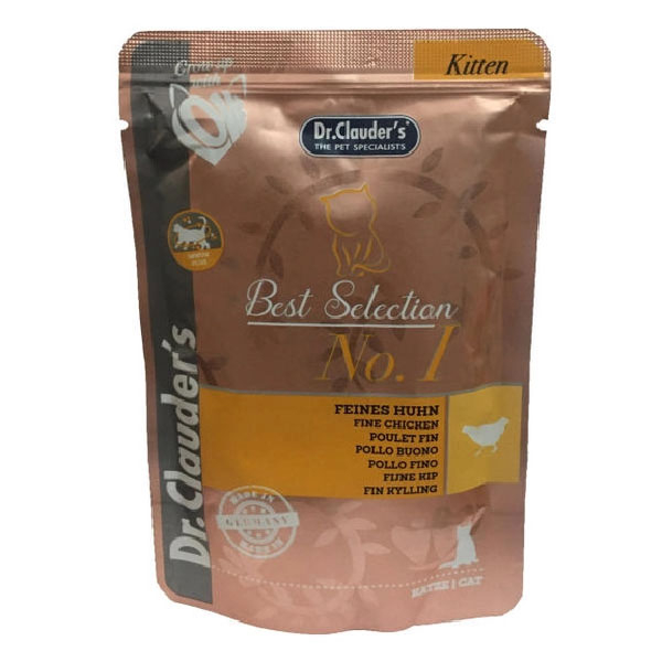 پوچ گربه نابالغ دکتر کلادر مدل Best Selection Kitten No.1 طعم مرغ وزن 85 گرم