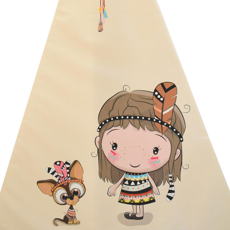 چادر بازی کودک مدل سرخپوستی طرح کودکان سرخپوست کد PT514 به همراه کوسن