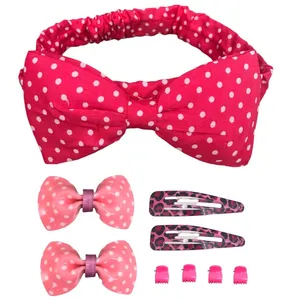 ست هدبند و گیره مو دخترانه مدل خالدار کد 479 مجموعه 9 عددی