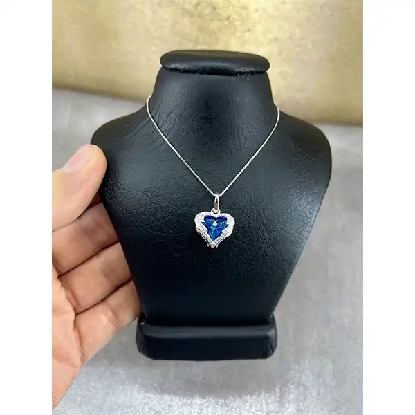 گردنبند نقره زنانه سواروسکی مدل قلب جواهری ظریف کد 89697