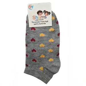 جوراب دخترانه مدل نانو پنبه قلبی رنگ طوسی