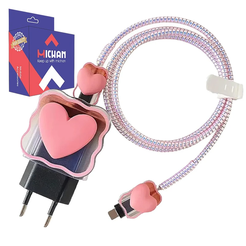 محافظ شارژر میچان طرح فانتزی مجموعه 4 عددی