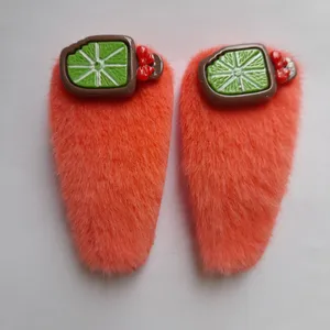 گیره مو دخترانه مدل خز میوه ای orang05 بسته 2 عددی