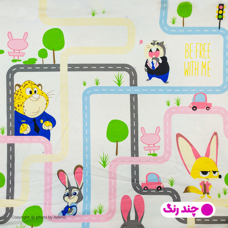 ملحفه آدنو مدل Zootopia کد IR82 یک نفره سایز 70x135 سانتی متر