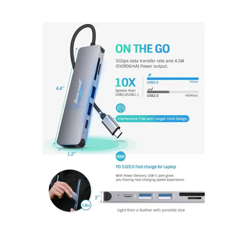 هاب 6 پورت USB-C هایرکول مدل UCN3286