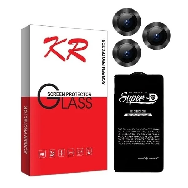محافظ صفحه نمایش کی آر مدل  Super D مناسب برای گوشی موبایل سامسونگ Galaxy A24 به همراه محافظ لنز دوربین