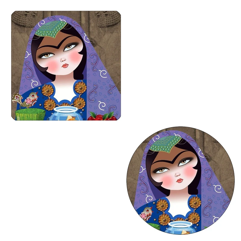 مگنت طرح بانوی شرقی و سبزه کد M1 به همراه زیر لیوانی
