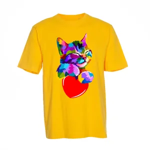 تی شرت آستین کوتاه زنانه مدل CAT LOVE کد 1125