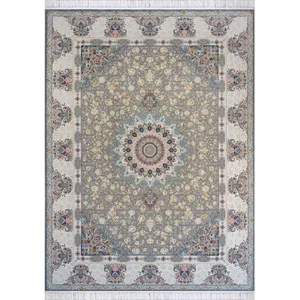 فرش ماشینی شاهرخ مدل پیچک کد P3 زمینه نقره ای