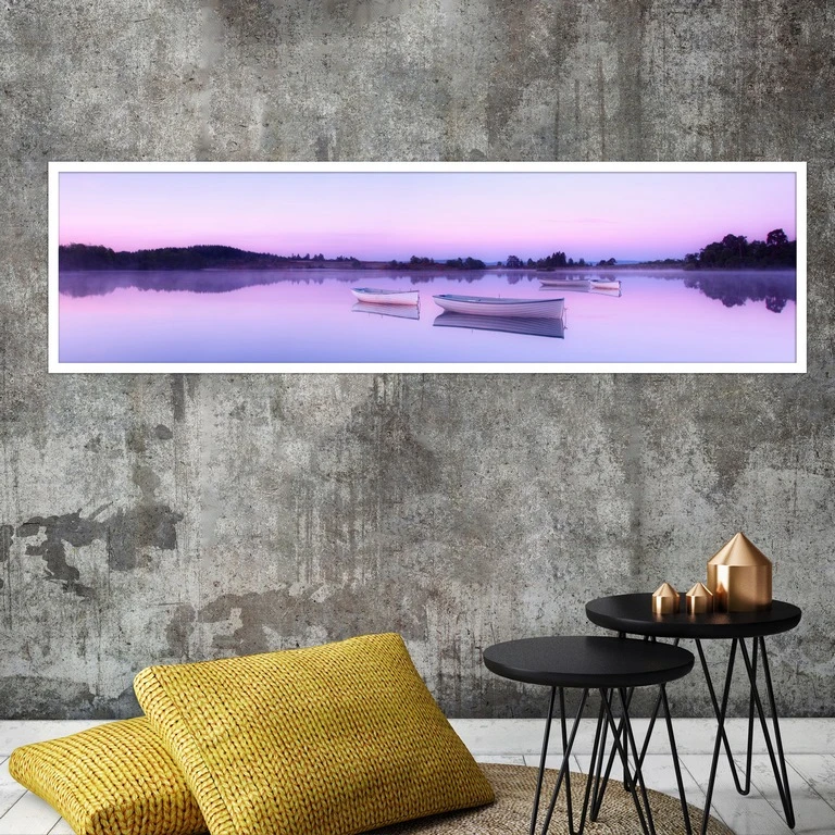 تابلو بکلیت طرح منظره دریاچه و قایق مدل کشیده W-7651