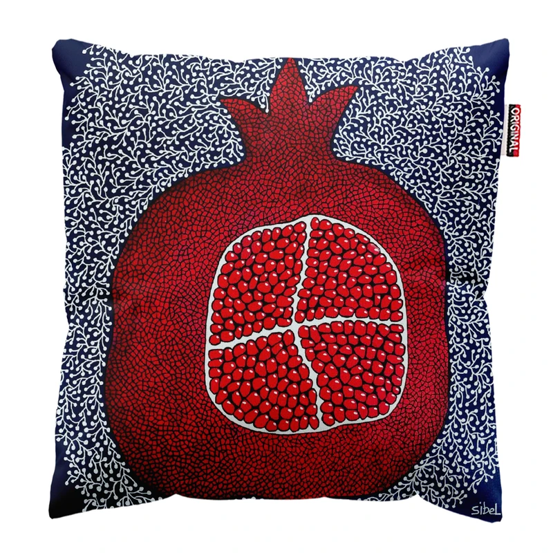 کوسن پاد آفرین مدل شب یلدا طرح انار شب چله کد PK302733 سایز 30*30 سانتی متر 