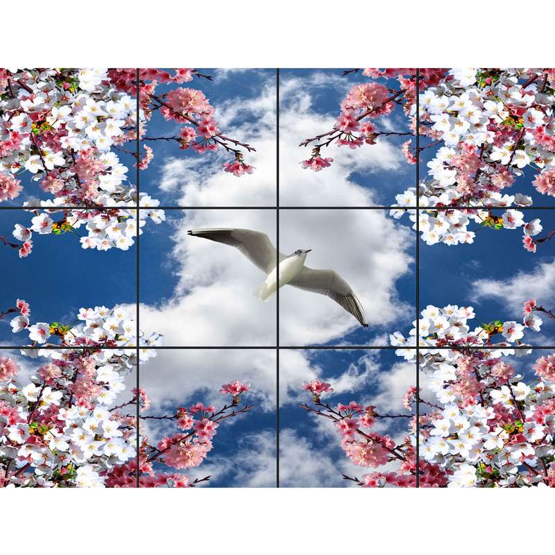 تایل سقفی آسمان مجازی طرح پرواز پرنده کد 0008 سایز 60x60 سانتی متر مجموعه 12 عددی
