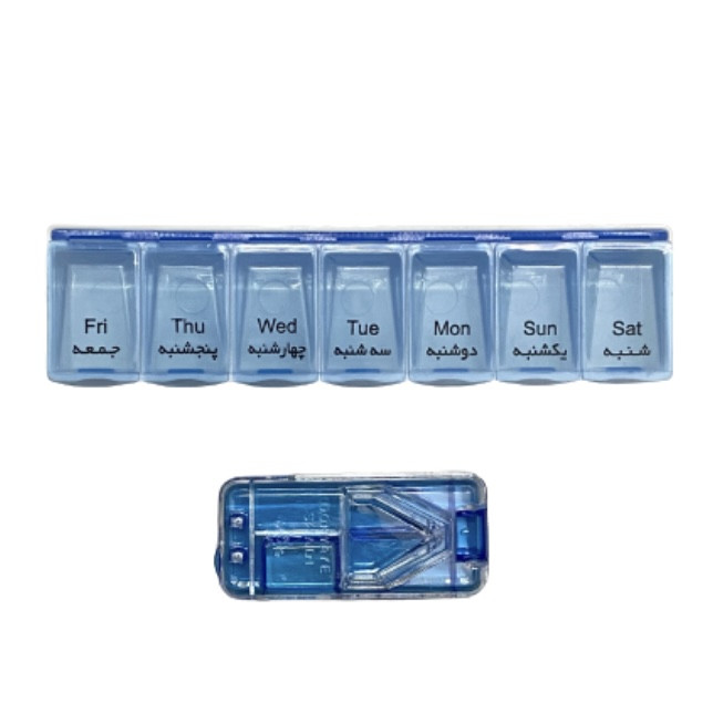 یادآور و نگهدارنده قرص مدل هفتگی به همراه دستگاه تقسیم قرص