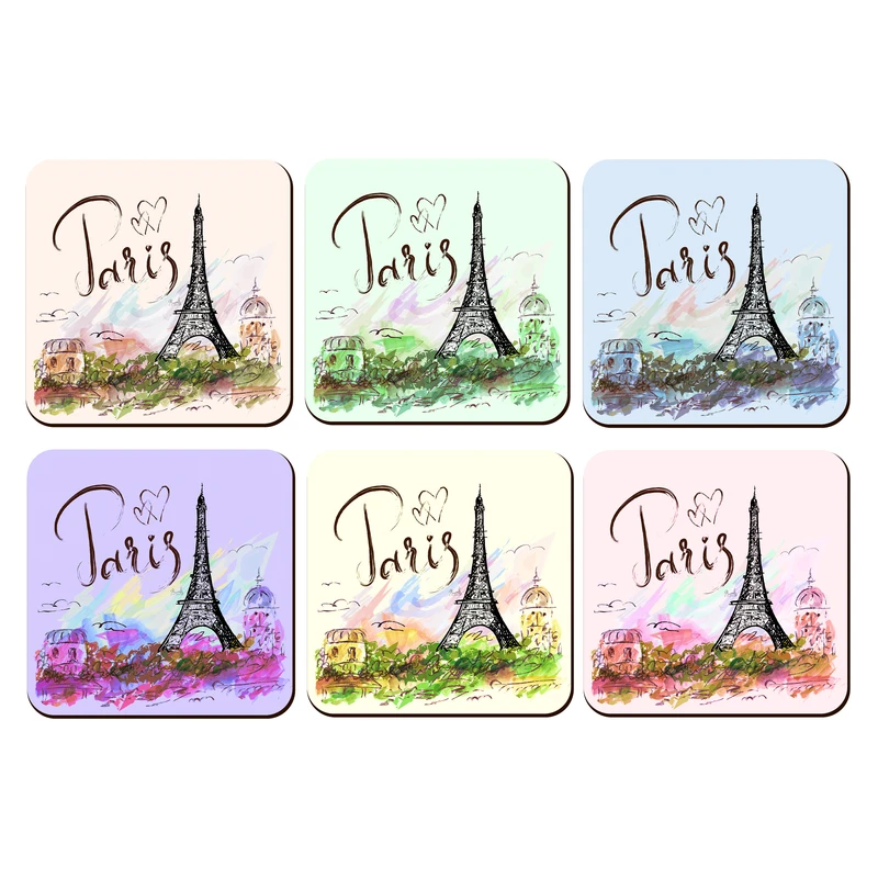 زیر لیوانی لوکسینو مدل برج ایفل طرح پاریس مجموعه 6 عددی