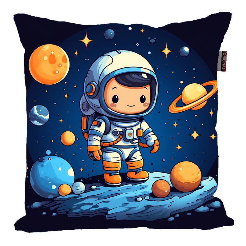 کوسن پاد آفرین مدل فضانورد سیاره منظومه شمسی موشک آدم فضایی کد PK301512 سایز 30*30 سانتی متر