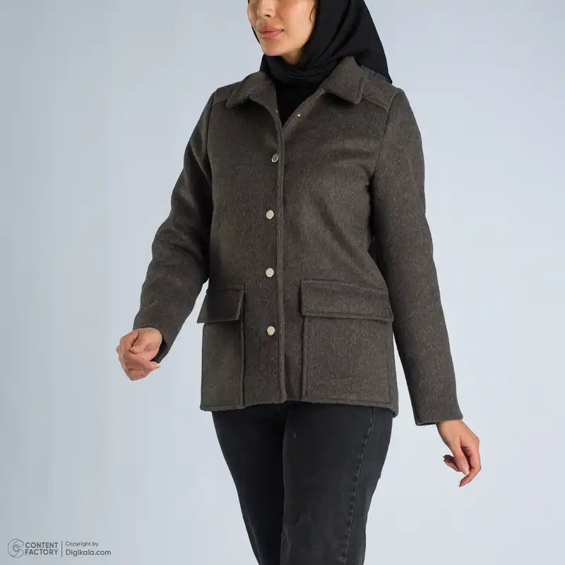 پالتو زنانه گردیه مدل 330108 رنگ طوسی