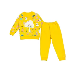 ست سویشرت و شلوار دخترانه مدل قارچ رنگ زرد