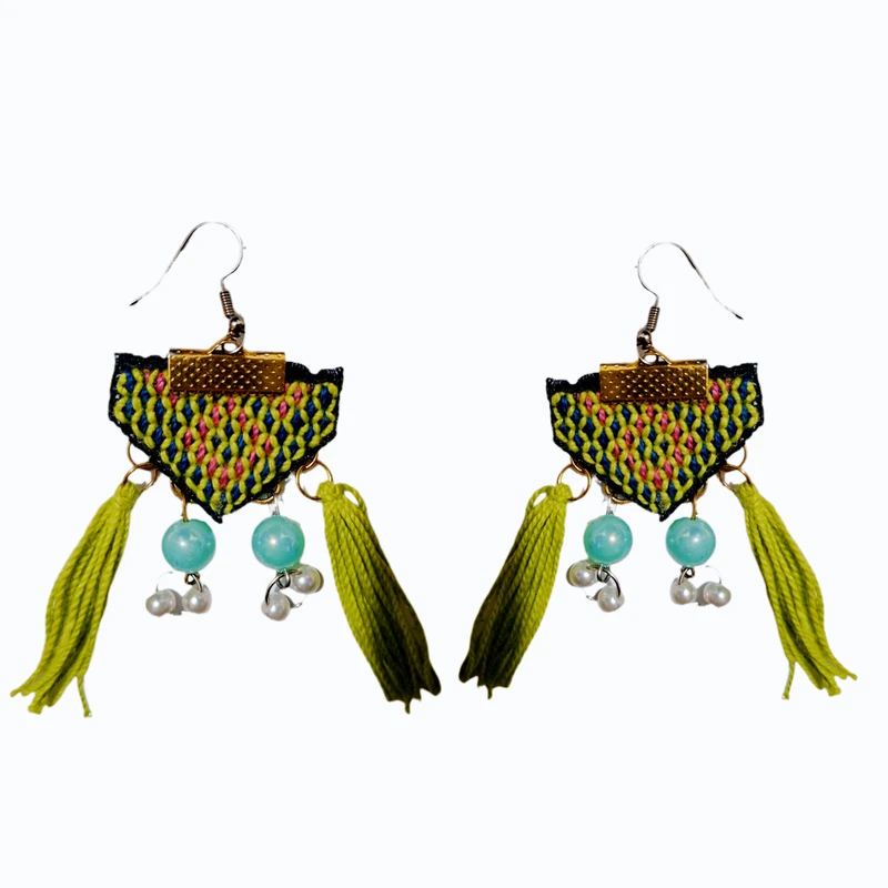 گوشواره دست دوز زنانه مدل سبزه نگار کد 652