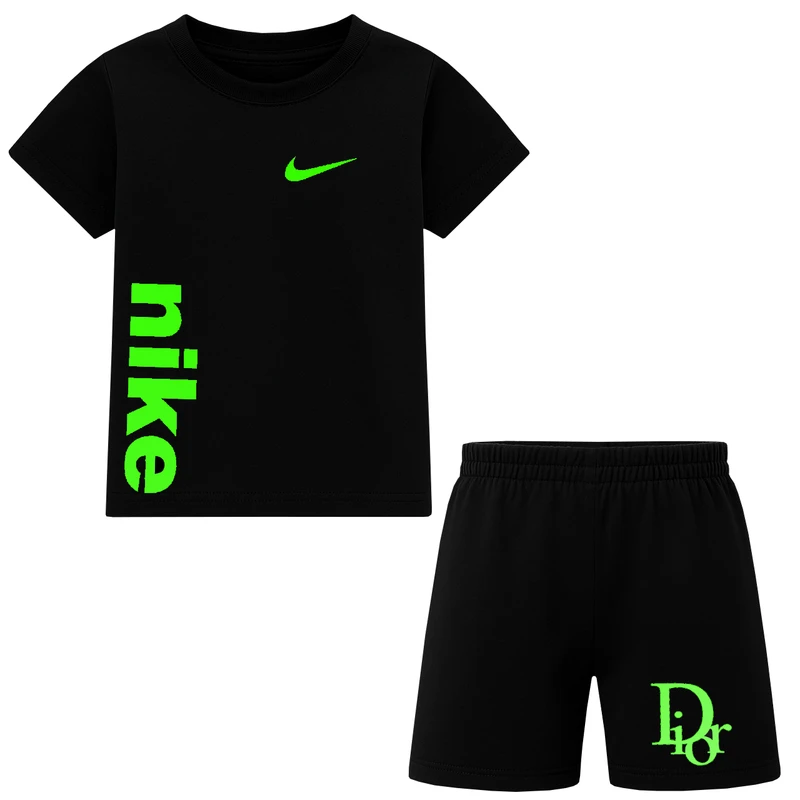 ست تی شرت آستین کوتاه و شلوارک راحتی پسرانه مدل M24 