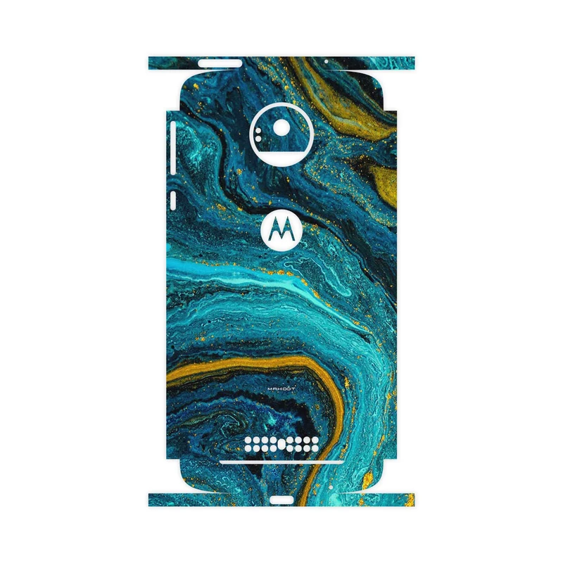برچسب پوششی ماهوت مدل Turquoise marblewith golden streaks-FullSkin مناسب برای گوشی موبایل موتورولا Moto Z
