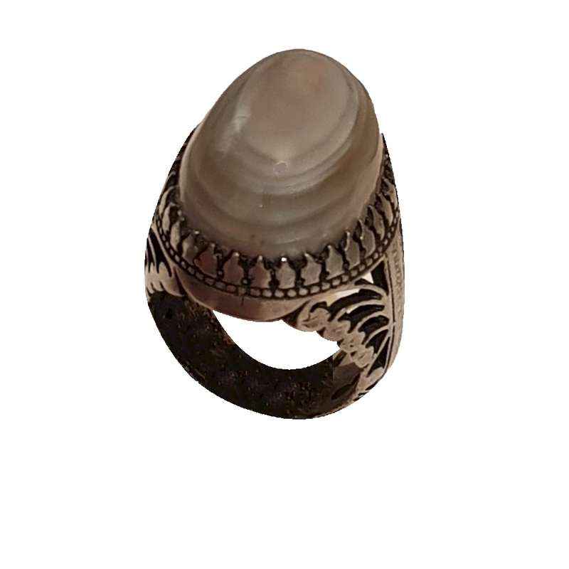 انگشتر نقره مردانه مدل سه پوست سلیمانی سلطنتی صدفی
