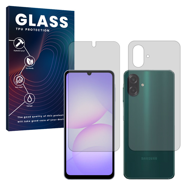 محافظ صفحه نمایش شفاف گلس مدل Resistant مناسب برای گوشی موبایل سامسونگ Galaxy A07 به همراه محافظ پشت گوشی موبایل 