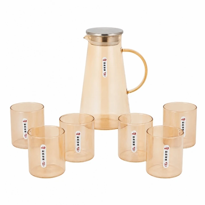 سرویس پارچ و لیوان 7 پارچه دلی مدل Amber Luxe 