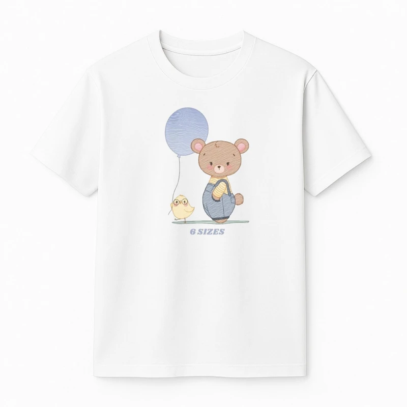 تی‌شرت آستین کوتاه پسرانه مدل خرس و جوجه بادکنک کد v21 